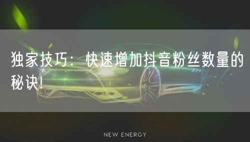 独家技巧：快速增加抖音粉丝数量的秘诀!