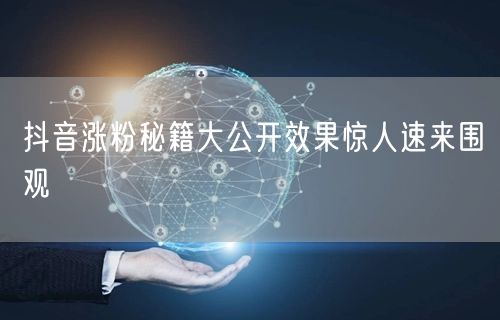 抖音涨粉秘籍大公开效果惊人速来围观