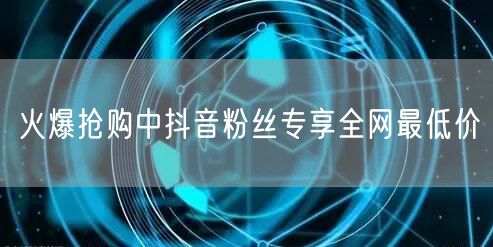 火爆抢购中抖音粉丝专享全网最低价