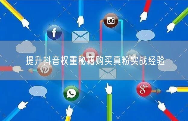 提升抖音权重秘籍购买真粉实战经验