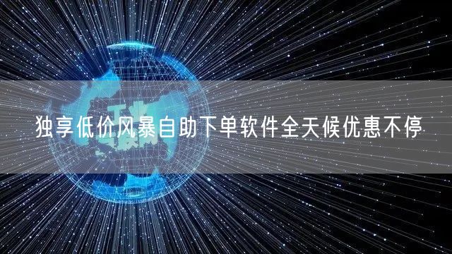 独享低价风暴自助下单软件全天候优惠不停