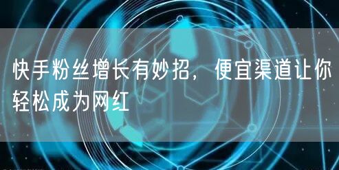 快手粉丝增长有妙招，便宜渠道让你轻松成为