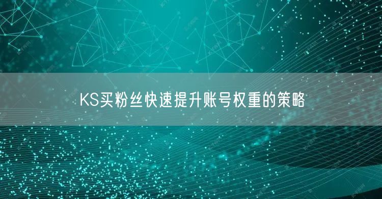 KS买粉丝快速提升账号权重的策略
