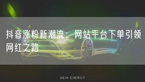 抖音涨粉新潮流:网站平台下单引领网红之路