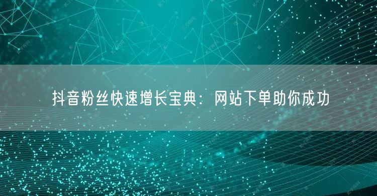 抖音粉丝快速增长宝典：网站下单助你成功