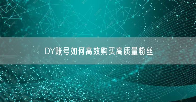 DY账号如何高效购买高质量粉丝