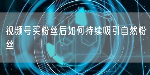 视频号买粉丝后如何持续吸引自然粉丝