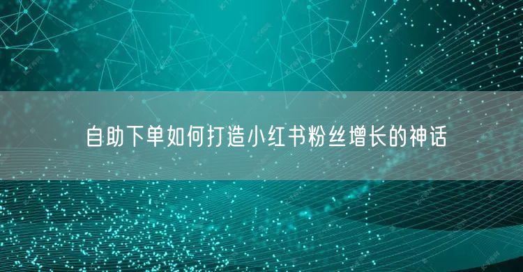 自助下单如何打造小红书粉丝增长的神话