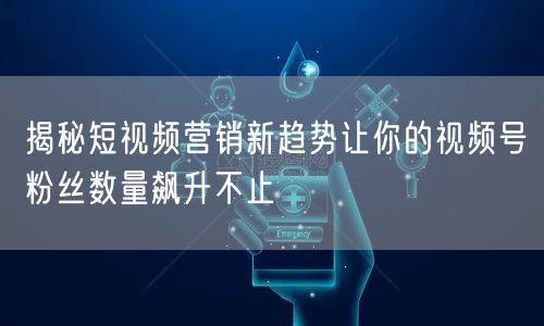 揭秘短视频营销新趋势让你的视频号粉丝数量