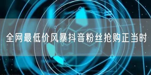 全网最低价风暴抖音粉丝抢购正当时