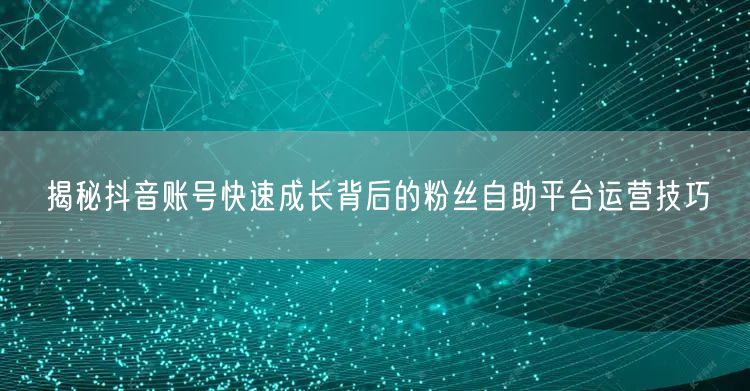 揭秘抖音账号快速成长背后的粉丝自助平台运