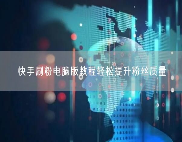 快手刷粉电脑版教程轻松提升粉丝质量