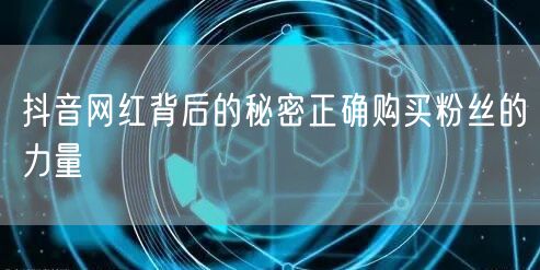 抖音网红背后的秘密正确购买粉丝的力量
