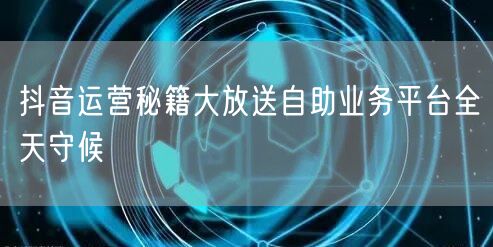 抖音运营秘籍大放送自助业务平台全天守候