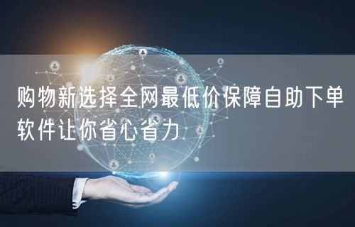 购物新选择全网最低价保障自助下单软件让你