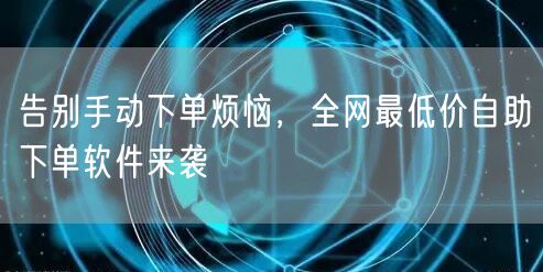 告别手动下单烦恼,全网最低价自助下单软件