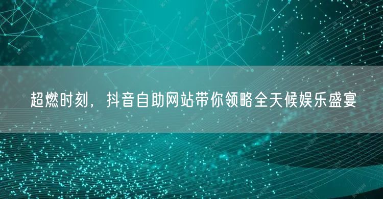 超燃时刻，抖音自助网站带你领略全天候娱乐