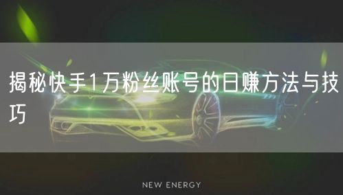 揭秘快手1万粉丝账号的日赚方法与技巧