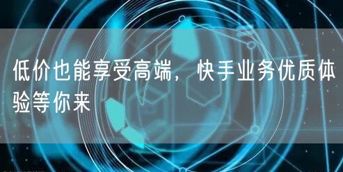 低价也能享受高端，快手业务优质体验等你来