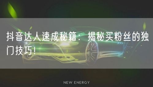 抖音达人速成秘籍：揭秘买粉丝的独门技巧！