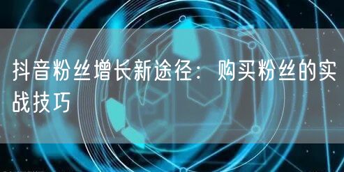 抖音粉丝增长新途径:购买粉丝的实战技巧