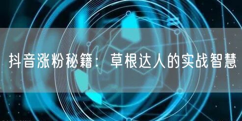 抖音涨粉秘籍：草根达人的实战智慧