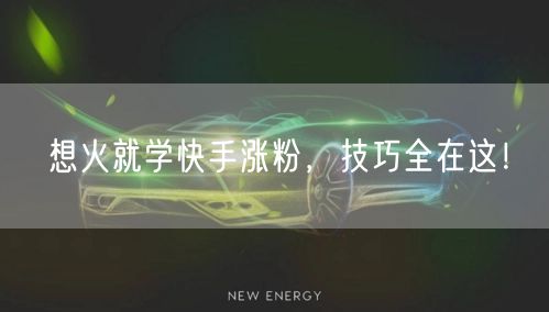 想火就学快手涨粉,技巧全在这!