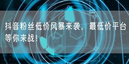 抖音粉丝低价风暴来袭，最低价平台等你来战