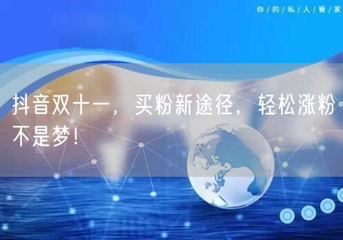 抖音双十一，买粉新途径，轻松涨粉不是梦！